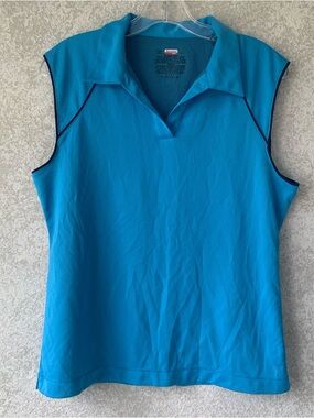 Danskin Sleeveless V-Notch Tank Top in Turquoise Blue Large 12/14